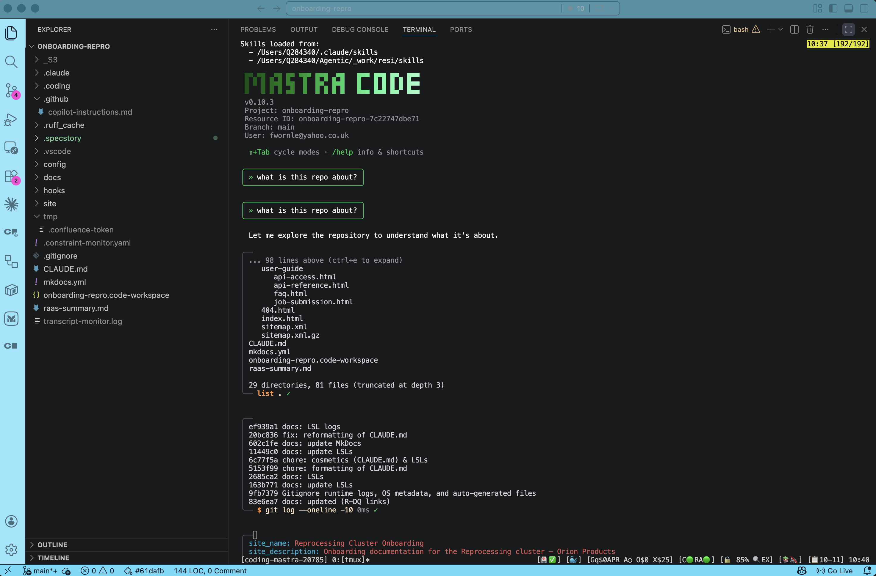 Mastracode running in coding