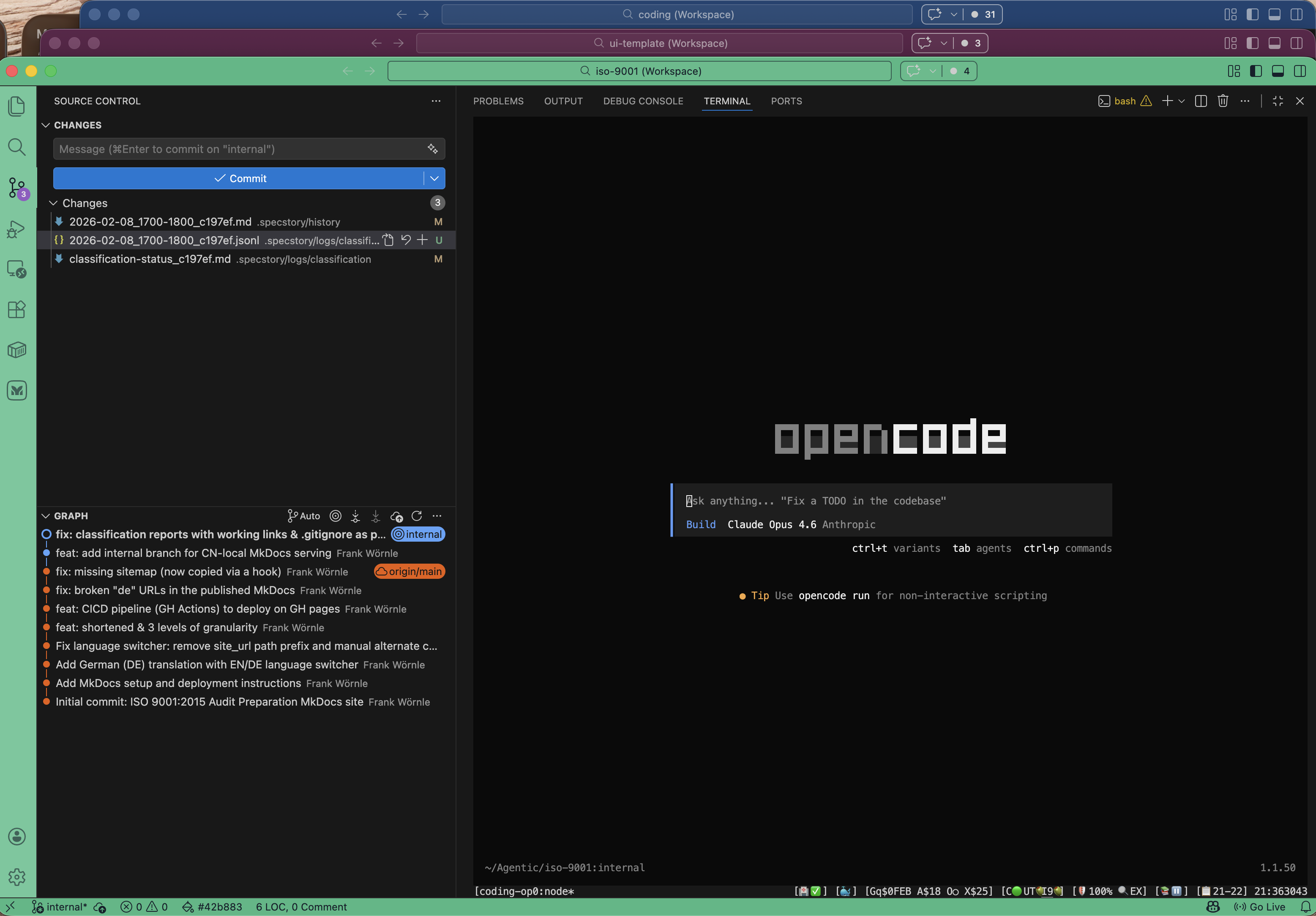 OpenCode running in coding