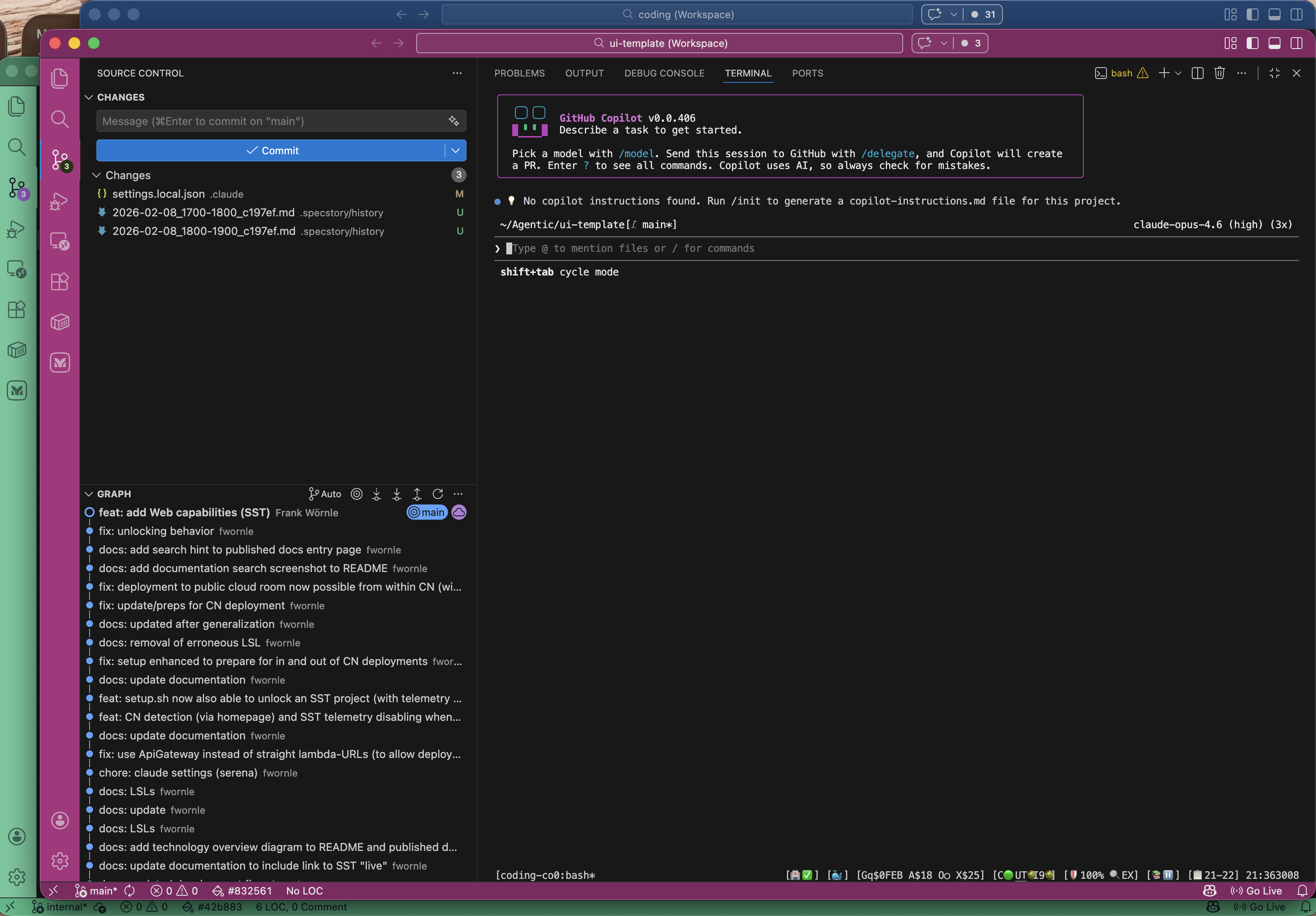 GitHub Copilot CLI running in coding